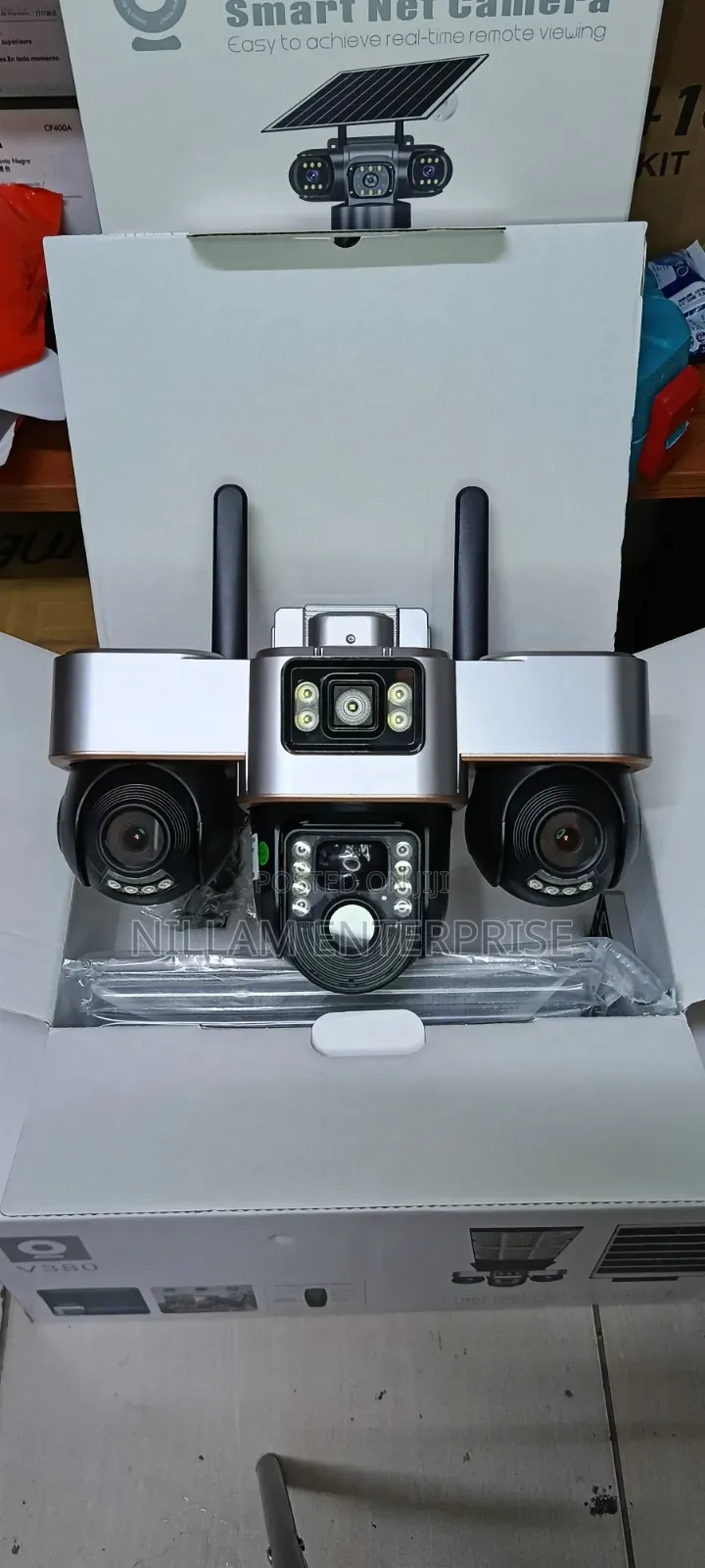 4G Triple Lens Solar CCTV With Solar Light