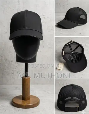 Plain Classic Black Mesh Trucker Cap Featuring Breathable Rear Panels