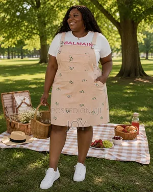 An Orange Pinstriped Pinafore Dress