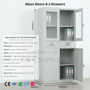 2-Door Metallic Cabinet With Drawers