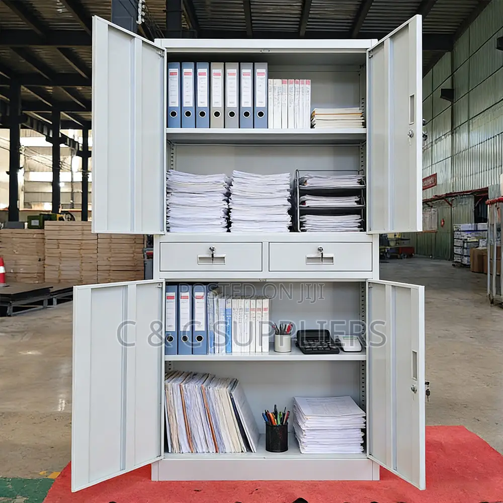2-Door Metallic Cabinet With Drawers