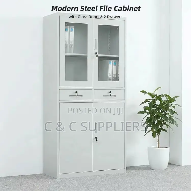 2-Door Metallic Cabinet With Drawers