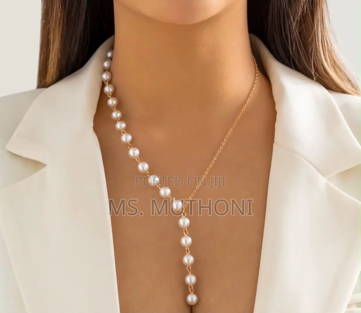 minimalist Boho Pearl Y-Lariat Drop Necklace