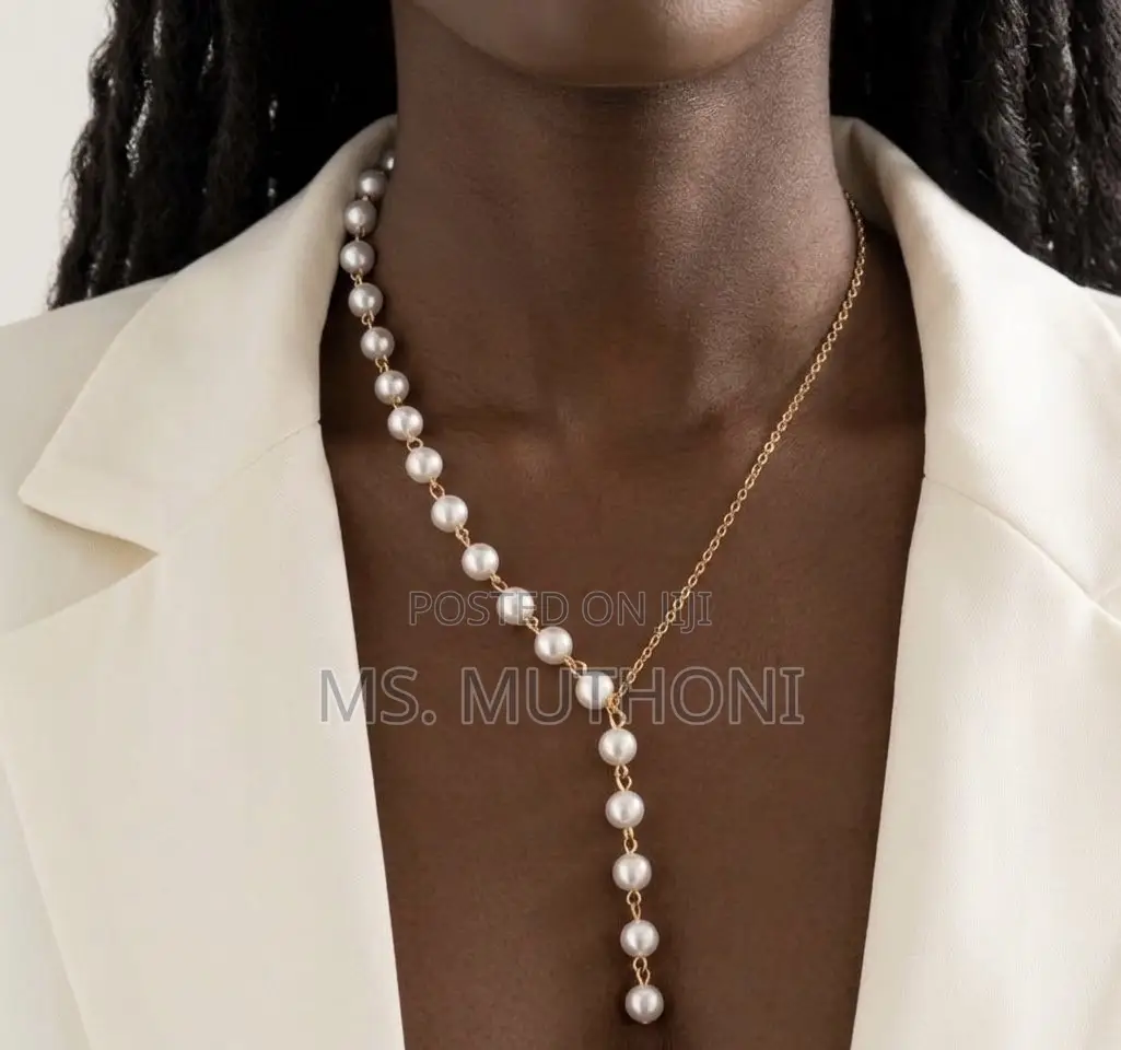 minimalist Boho Pearl Y-Lariat Drop Necklace