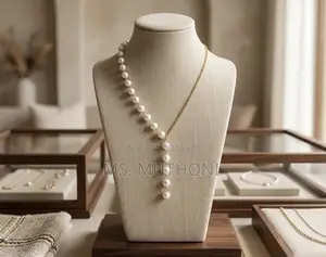  Half-Pearl, Half-Chain Asymmetric Lariat Necklace