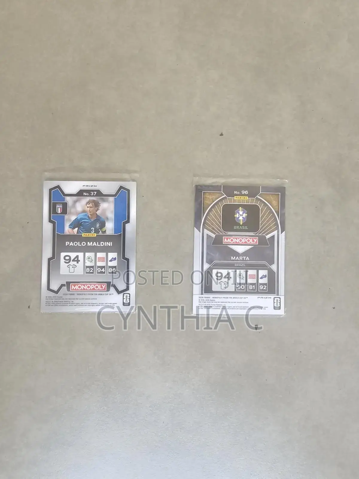 Soccer Cards Maldini Marta Caicedo Fernandes and Seolinto