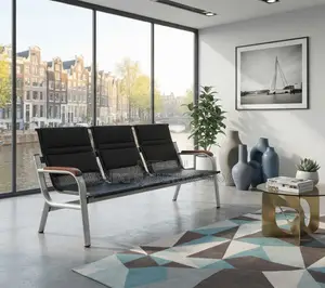 Office Sofa; Leather Modern Five Seaters Reception Sofa Bench Set