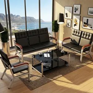 Office Sofa; Leather Modern Five Seaters Reception Sofa Bench Set