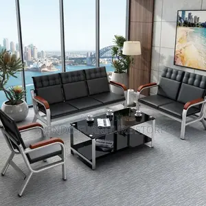Office Sofa; Leather Modern Five Seaters Reception Sofa Bench Set