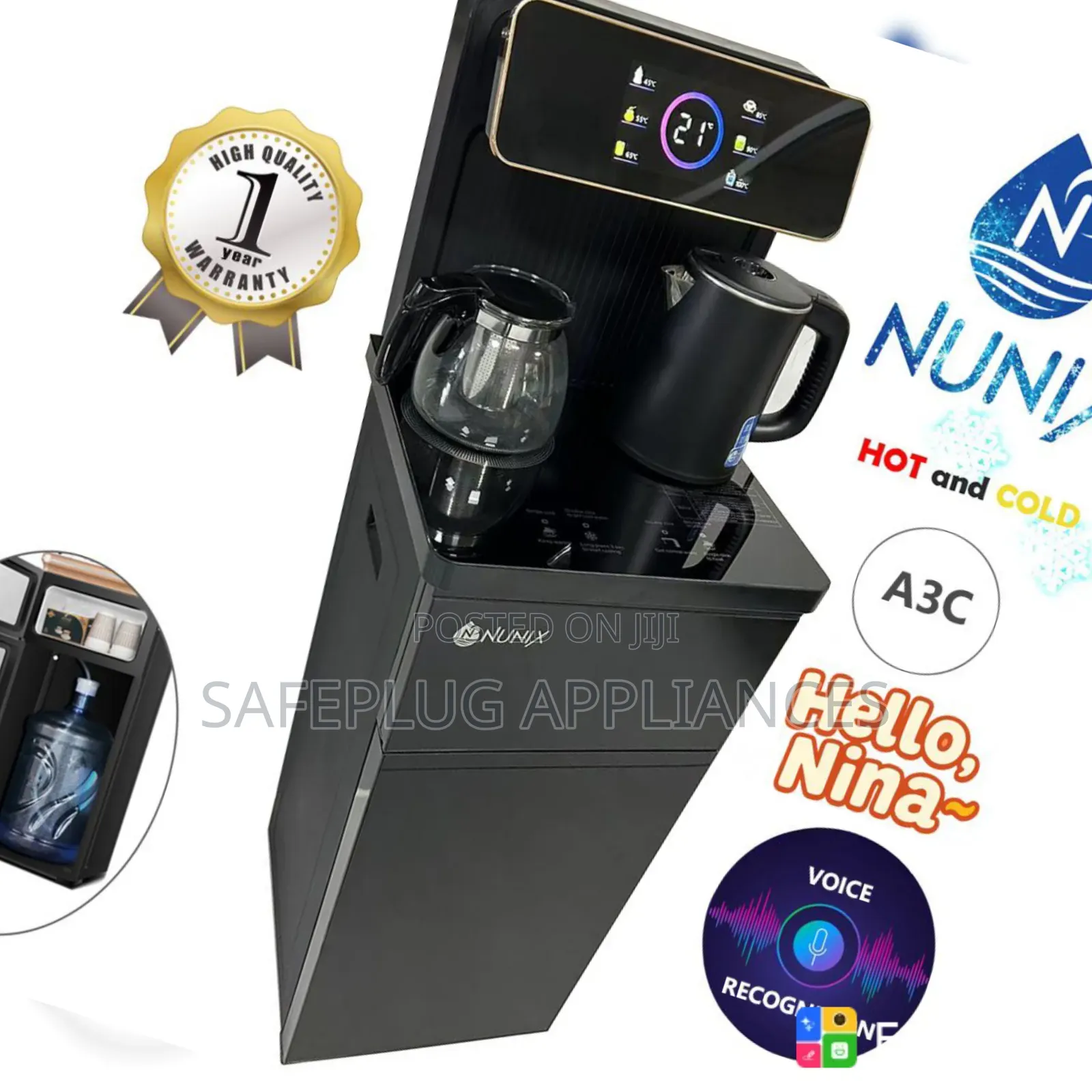Nunix A3C Bottom-Load Water Dispenser – Hot Cold With Coffee Maker