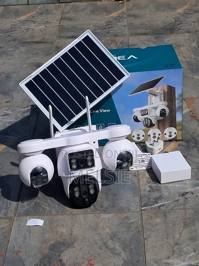 4 Lens Solar Powered Outdoor V380 PTZ CCTV Camera