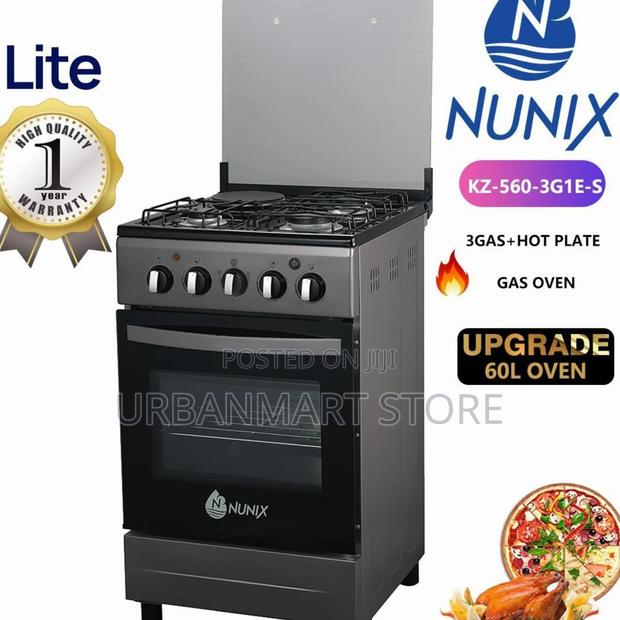 Nunix KZ560 50x60 Cooker 3 Gas Burners + Hot Plate