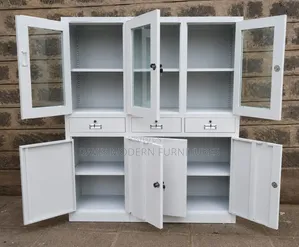 Glass Top Metal Storage Cabinet