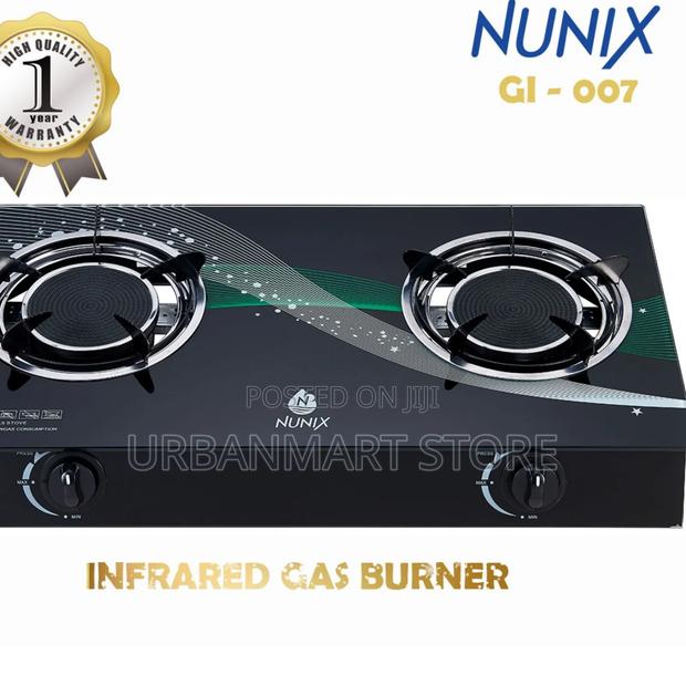 Nunix 2 Burner Infrared Glass Top Gas Cooker - main view