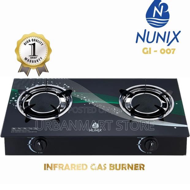 Nunix 2 Burner Infrared Glass Top Gas Cooker - thumbnail 2