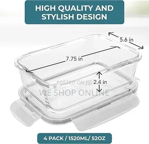 1520ml, 1pc Borosilicate Food Storage Container With Lid