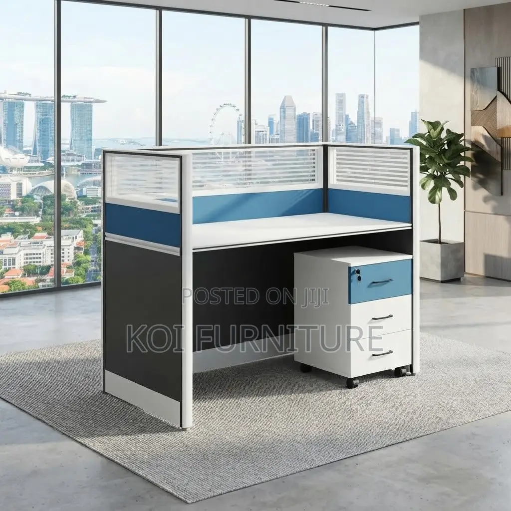 Office Workstation; Cybers Office Modern Blue-Brown Workstation