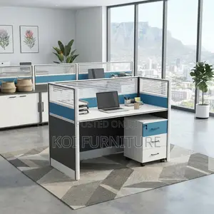 Office Workstation; Cybers Office Modern Blue-Brown Workstation