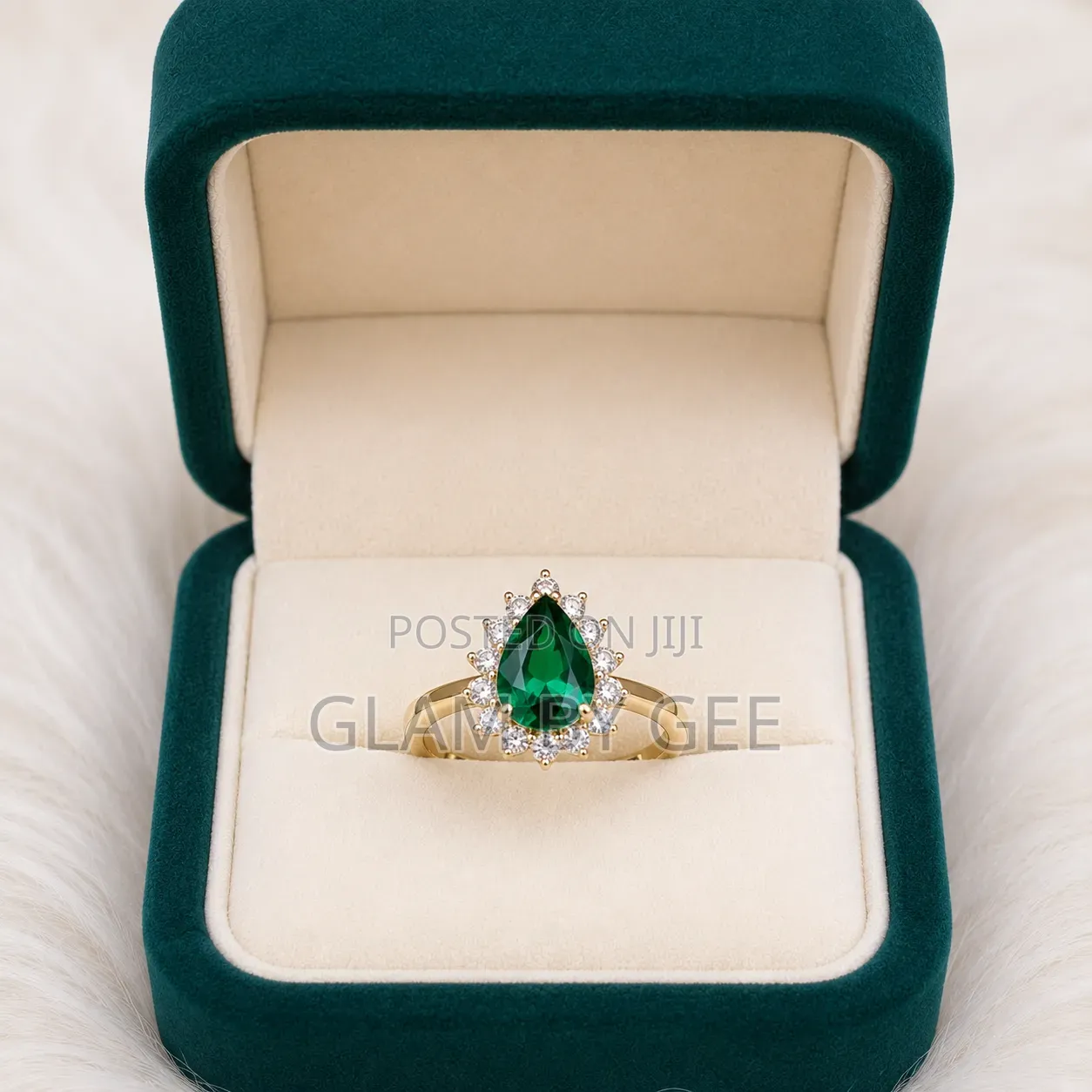 Elegant Green Stone Engagement Ring