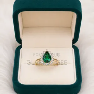 Elegant Green Stone Engagement Ring