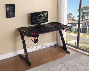 Office Desk; Black Design Office Studio Gaming Desk With Red Frames