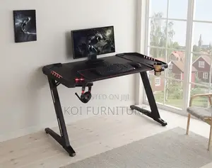 Office Desk; Black Design Office Studio Gaming Desk With Red Frames