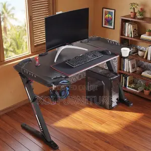 Office Desk; Black Design Office Studio Gaming Desk With Red Frames