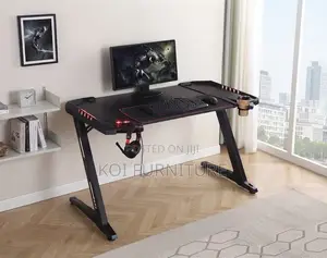 Office Desk; Black Design Office Studio Gaming Desk With Red Frames