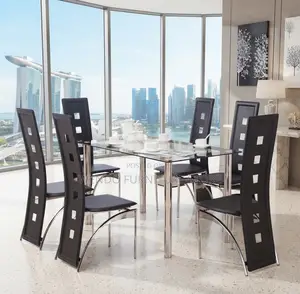 Dining Set; High Glass Top Home Modern Dining Set