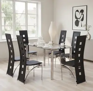 Dining Set; High Glass Top Home Modern Dining Set