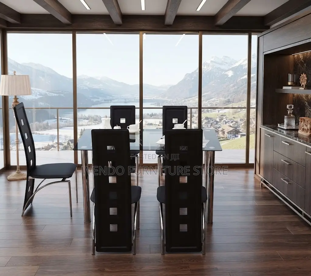 Dining Set; High Glass Top Home Modern Dining Set