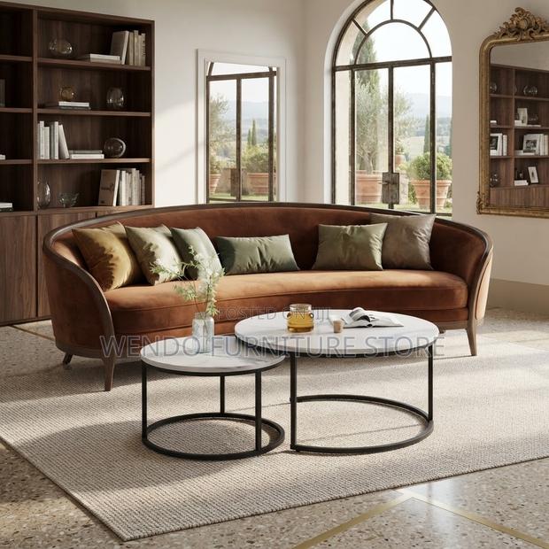 Coffee Table; Marble Round Dual Set Coffee Tea Tables