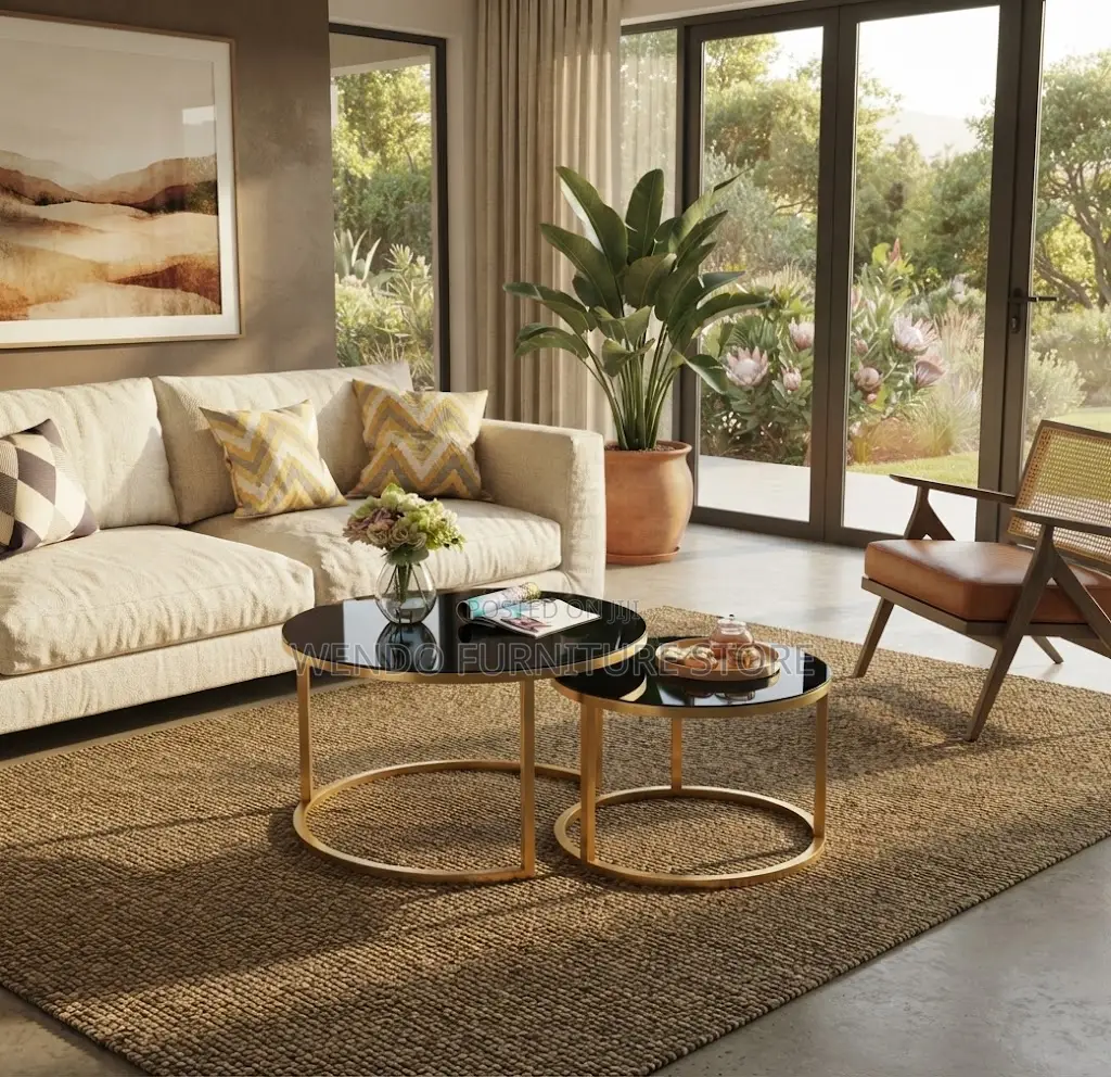 Coffee Table; Marble Round Dual Set Coffee Tea Tables