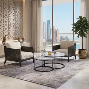 Coffee Table; Marble Round Dual Set Coffee Tea Tables