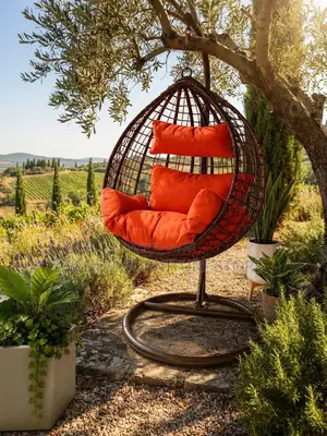 Home Chairs; Tuffed Home Balcony Rattan Made Round Back Hammock Chairs