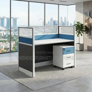 Office Workstation; Blue One Way Cafe Office Station Desk