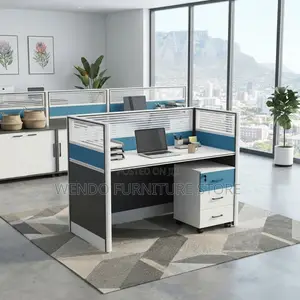 Office Workstation; Blue One Way Cafe Office Station Desk