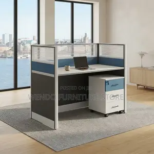 Office Workstation; Blue One Way Cafe Office Station Desk