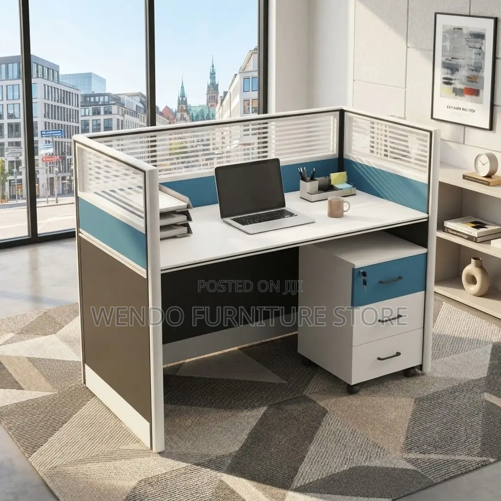 Office Workstation; Blue One Way Cafe Office Station Desk