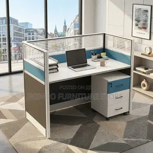 Office Workstation; Blue One Way Cafe Office Station Desk