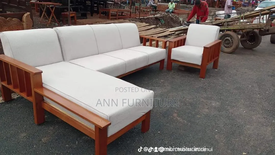 Open Sofa Set 7seater Mahogany Yellow