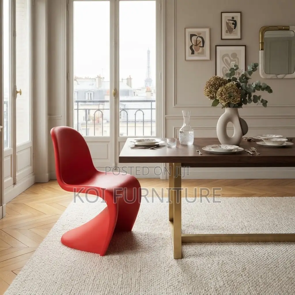 Home Chairs; Armless Red Plastic Ergonomic Pantone Chairs