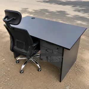Modern Grey Office Desk With 3 Drawers Lockable Storage – Kenya
