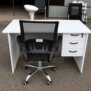 Modern White Office Desk With 3 Drawers Lockable Storage – Kenya