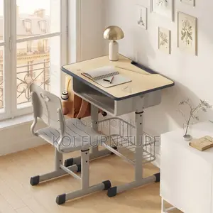 Home Desk; Kids Modern Studying Adjustable Desk Chair Set With Drawer