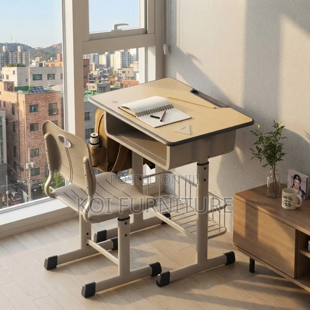 Home Desk; Kids Modern Studying Adjustable Desk Chair Set With Drawer