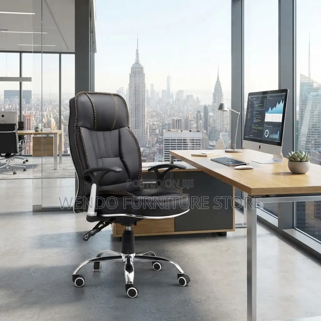 Office Chairs; Recliner Brown-Black High Back Support Chairs