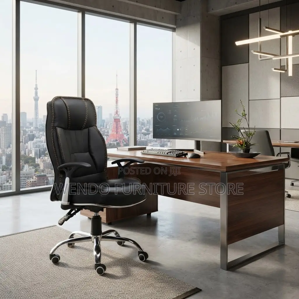 Office Chairs; Recliner Brown-Black High Back Support Chairs