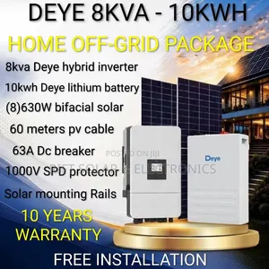 Deye 8kva - 10kwh Lithium Battery - (8) 630w Solar Panels Full Package