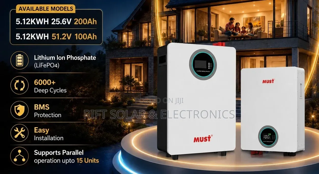 Must 5.12kwh - 5.12v Lithium Ion 6000 Cycle Battery